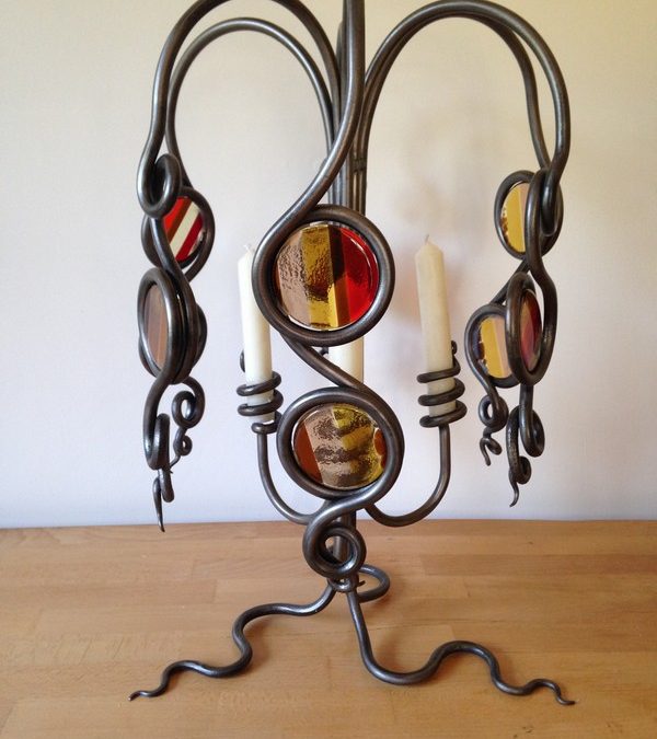 Glass & Iron Candle Holder